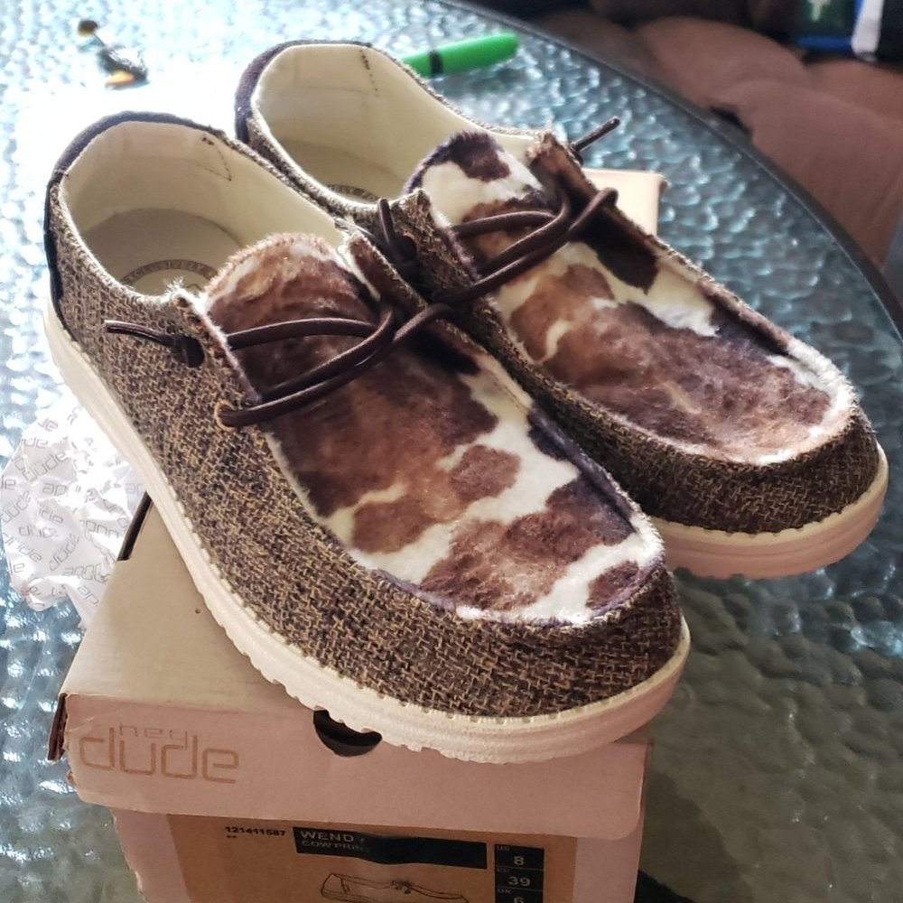 exclusive cow print hey dudes